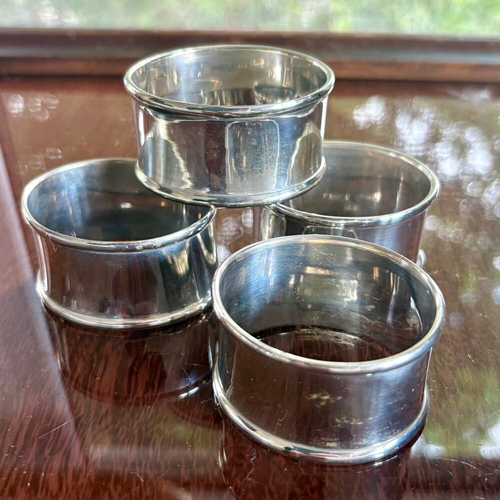 Timeless Treasures Silverplate Napkin Rings Set of 4 Boxed